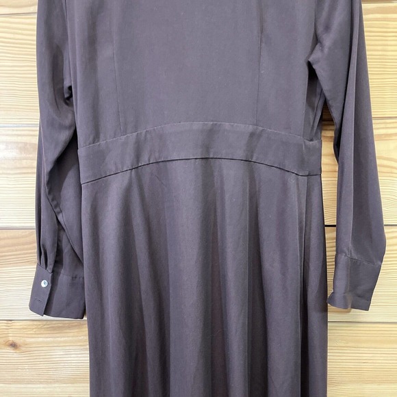 Soft Surroundings Quintessa Dress Small Brown Tencel Maxi LS Wrap V-Neck B84 - Picture 15 of 16